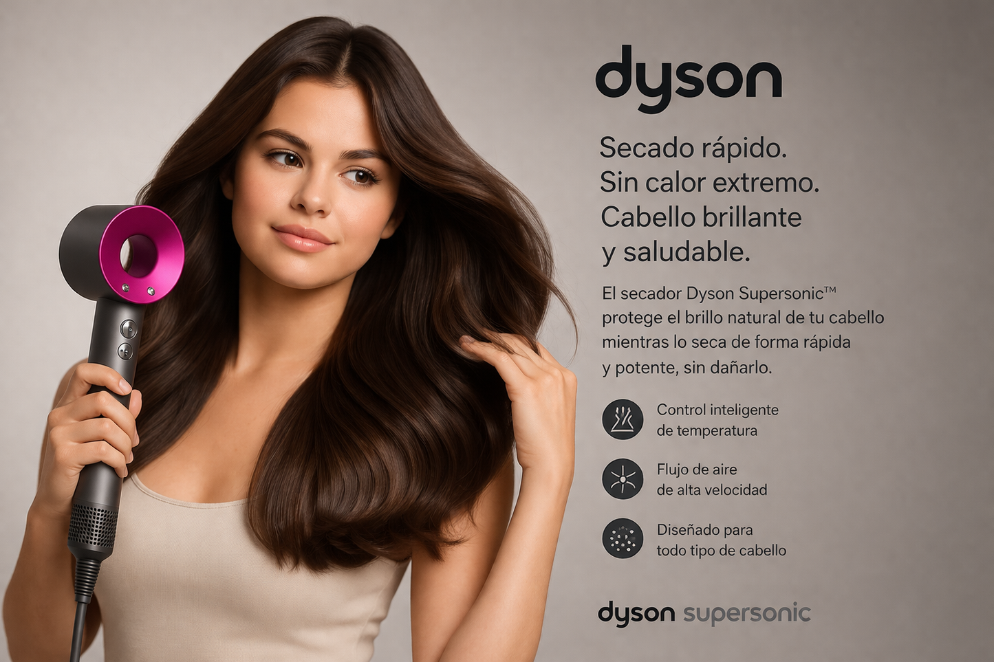 Secador iónico tipo dyson + dos cabezales(GRATIS)-Edición Limitada